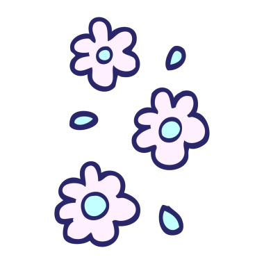 El çizimi karikatür tarzı çiçek başları parlak neon renkli