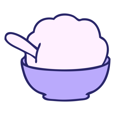 El çizimi çizgi film dondurma kasesi. Parlak neon renkli.