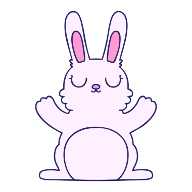 Parlak neon renkli el çizimi garip çizgi film tavşanı