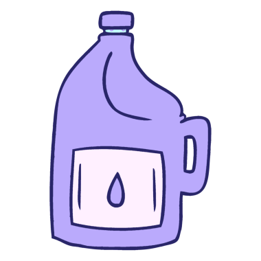 Parlak neon renkli büyük bir içki şişesinin el çizimi karikatürü.