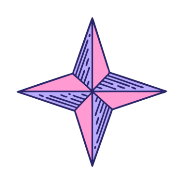 Parlak neon renkli geleneksel dövme yıldızı