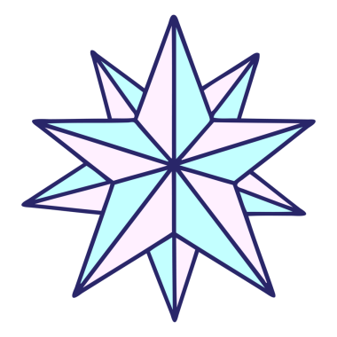 parlak neon renginde geleneksel bir yıldız dövmesi