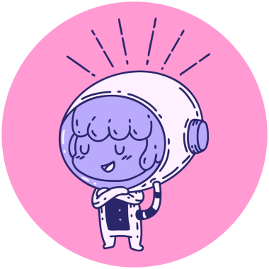 Parlak neon renkli astronot kıyafeti giymiş dövme stili bir kadının simgesi