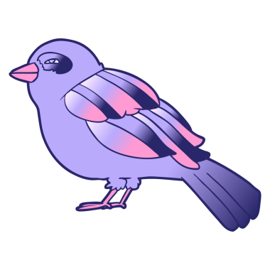 parlak neon renkli çizgi film kuşu