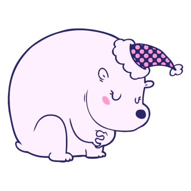 Sevimli el çizimi çizgi roman tarzı parlak neon renkli Noel Baba şapkası giyen bir kutup ayısının çizimi