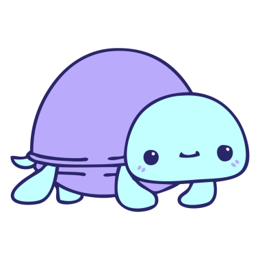 Parlak neon renkli el çizimi çizgi film kaplumbağası.