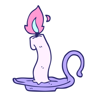 çizgi film karalaması parlak neon renginde yanan mum