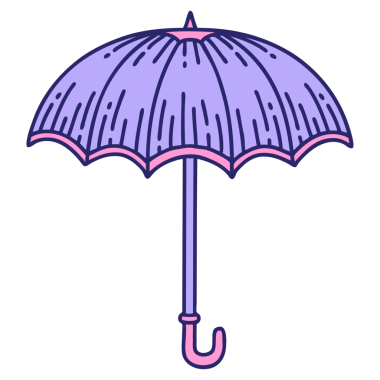 Parlak neon renkli bir şemsiye ikonik dövme görüntüsü