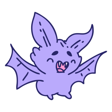 parlak neon renkli süper şirin bir cadılar bayramı yarasasının çizgi filmi