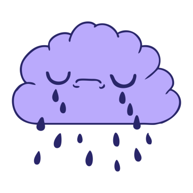 Parlak neon renkli şirin ağlayan bulutların serbest çizimi