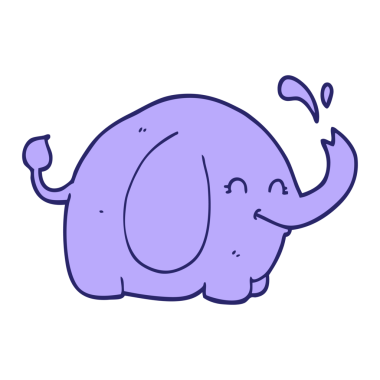 parlak neon renkli çizgi film fili