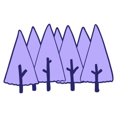 parlak neon renkli çizgi film ağaçları