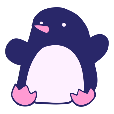 karikatür karalama dans eden parlak neon renkli penguen