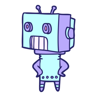 parlak neon renkli çizgi film robotu