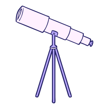 parlak neon renkli çizgi film teleskopu