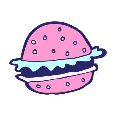 Çizgi film hamburgeri renkli parlak neon