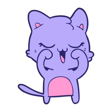 parlak neon renkli çizgi film kedisi