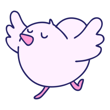 parlak neon renginde dans eden mutlu bir kuşun çizgi filmi