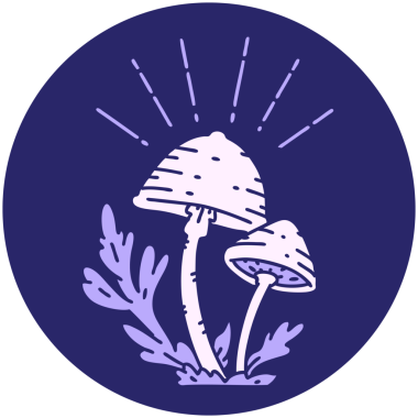 Parlak neon renkli dövme mantarlarının simgesi