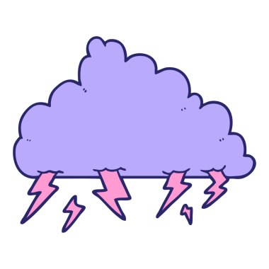 parlak neon renkli çizgi film gökgürültüsü bulutu