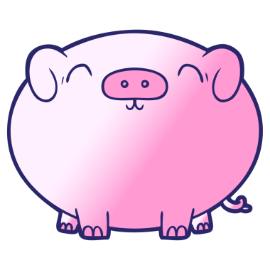 parlak neon renkli çizgi film domuzu