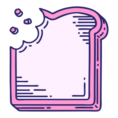 Isırılmış bir ekmek diliminin parlak neon renkli ikonik dövme görüntüsü