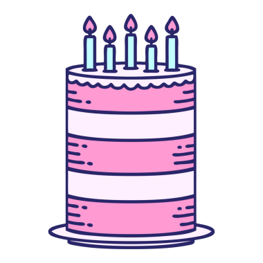 geleneksel doğum günü pastası şeklinde parlak neon renkli dövme.