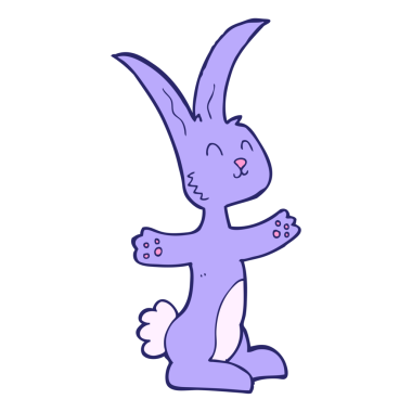 parlak neon renkli çizgi film tavşanı