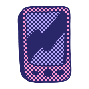 parlak neon renkli kırmızı bir cep telefonu karalaması