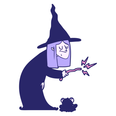 parlak neon renkli çizgi film cadısı