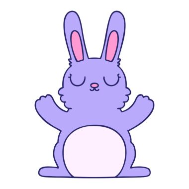 Parlak neon renkli el çizimi garip çizgi film tavşanı