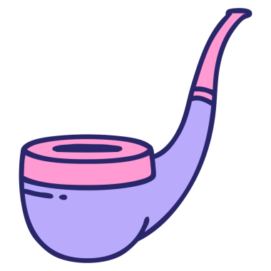 Parlak neon renkli sigara içen pipo simgesi