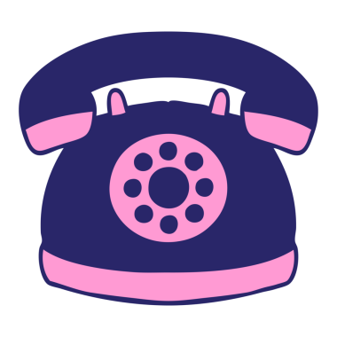 Parlak neon renkli eski tarz bir telefonun karikatürü