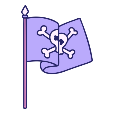 Parlak neon renkli korsan bayrağının ikonik dövme görüntüsü