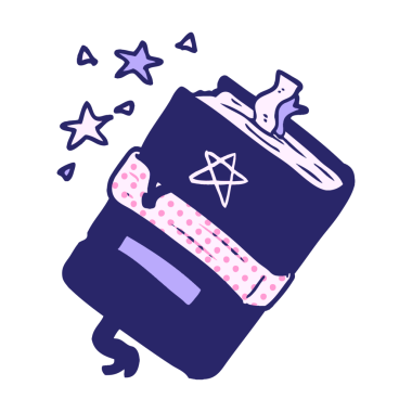 çizgi film cadısının parlak neon renkli büyü kitabı.