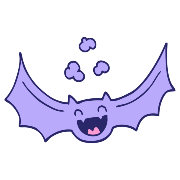 parlak neon renkli çizgi film yarasası