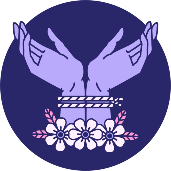 Parlak neon rengi ile bağlanmış ellerin ikonik dövme şekli