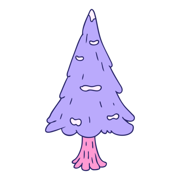 El çizimi karalama tek karla kaplı parlak neon renkli ağaç