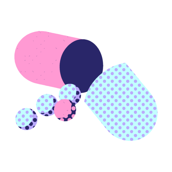 Açık kapsül hapının parlak neon renkli düz renk çizimi