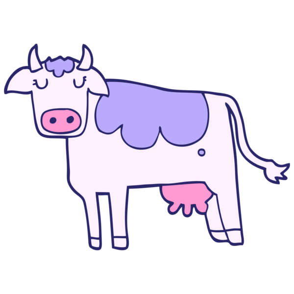 parlak neon renkli çizgi film ineği