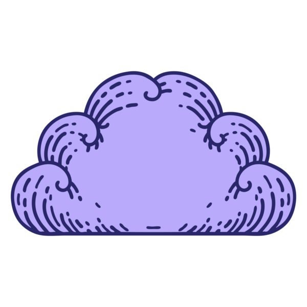 Parlak neon renkli geleneksel bir bulut dövmesi