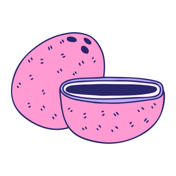 Parlak neon renkli el çizimi Hindistan cevizi çizgi filmi