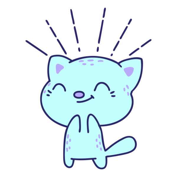 Geleneksel dövme stili parlak neon renkli mutlu kedi çizimi