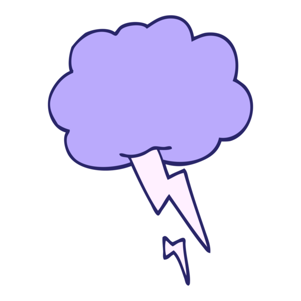 karikatür karalama fırtına bulutu parlak neon renkli şimşek