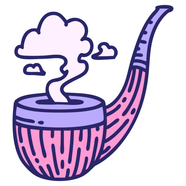 Parlak neon renkli sigara içen pipo simgesi