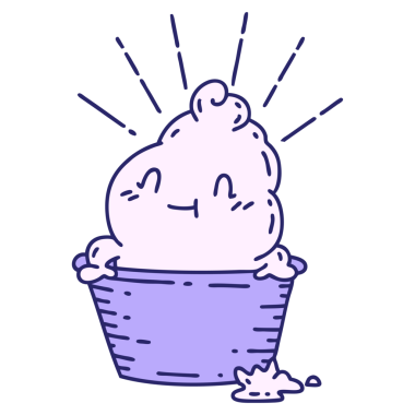 Parlak neon renkli geleneksel dövme stili dondurma karakterinin çizimi