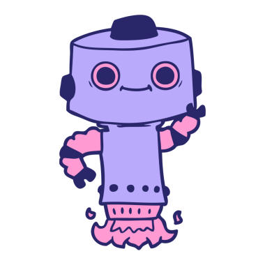 parlak neon renkli çizgi film robotu