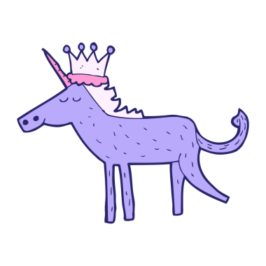 parlak neon renkli tek boynuzlu at çizgi filmi