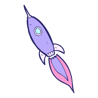 parlak neon renkli çizgi film uzay gemisi