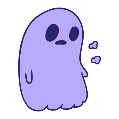 parlak neon renkli sevimli bir kawaii hayaletinin çizgi film çizimi